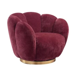 Alternative view of Poltrona girevole in ciniglia con base in metallo dorato - 4 colori