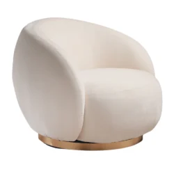Poltrona girevole in ciniglia con base in metallo dorato - 4 colori Ormil - immagine 10