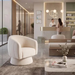 poltrona girevole arredamento centro estetico attesa clienti di design moderno Tessalya ciniglia