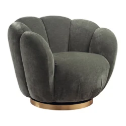 Poltrona girevole in ciniglia con base in metallo dorato - 4 colori - immagine 3
