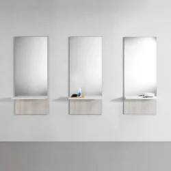 Specchiera da parrucchiere con mensola larice bianco XaniPro - immagine 3