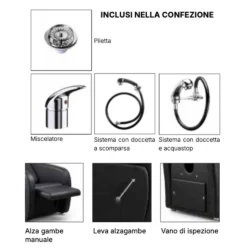 Poltrona Lavatesta per Parrucchiere AQUA ELEGANCE Melcap con Alzagambe Manuale - immagine 3