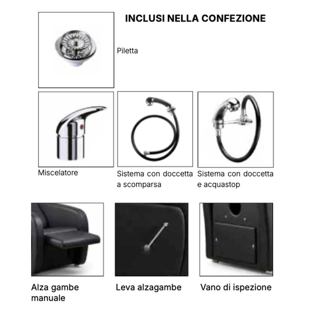 Poltrona Lavatesta per Parrucchiere AQUA ELEGANCE Melcap con Alzagambe Manuale - immagine 3