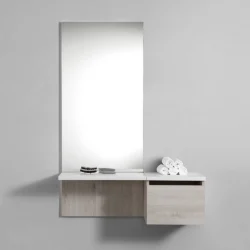 Postazione da parrucchiere con specchio, mensola cassetto e ripiano XaniPro - immagine 4
