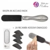 raspa pedicure PROFESSIONALE con grana adesiva manico in acciaio inox tuttoperlestetica
