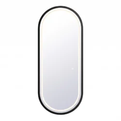 specchiera led nera grande ovale per parrucchiere