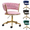 4 colori Poltroncina Girevole Glamour con Base Oro per Centro Estetico, Nail Salon e Reception