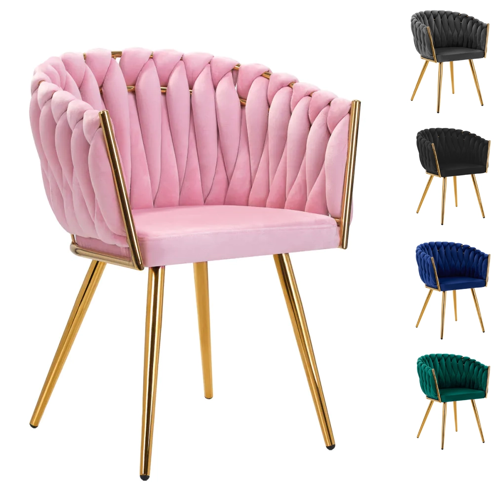 4 colori lux Poltroncina Girevole Glamour con Base Oro per Centro Estetico, Nail Salon e Reception
