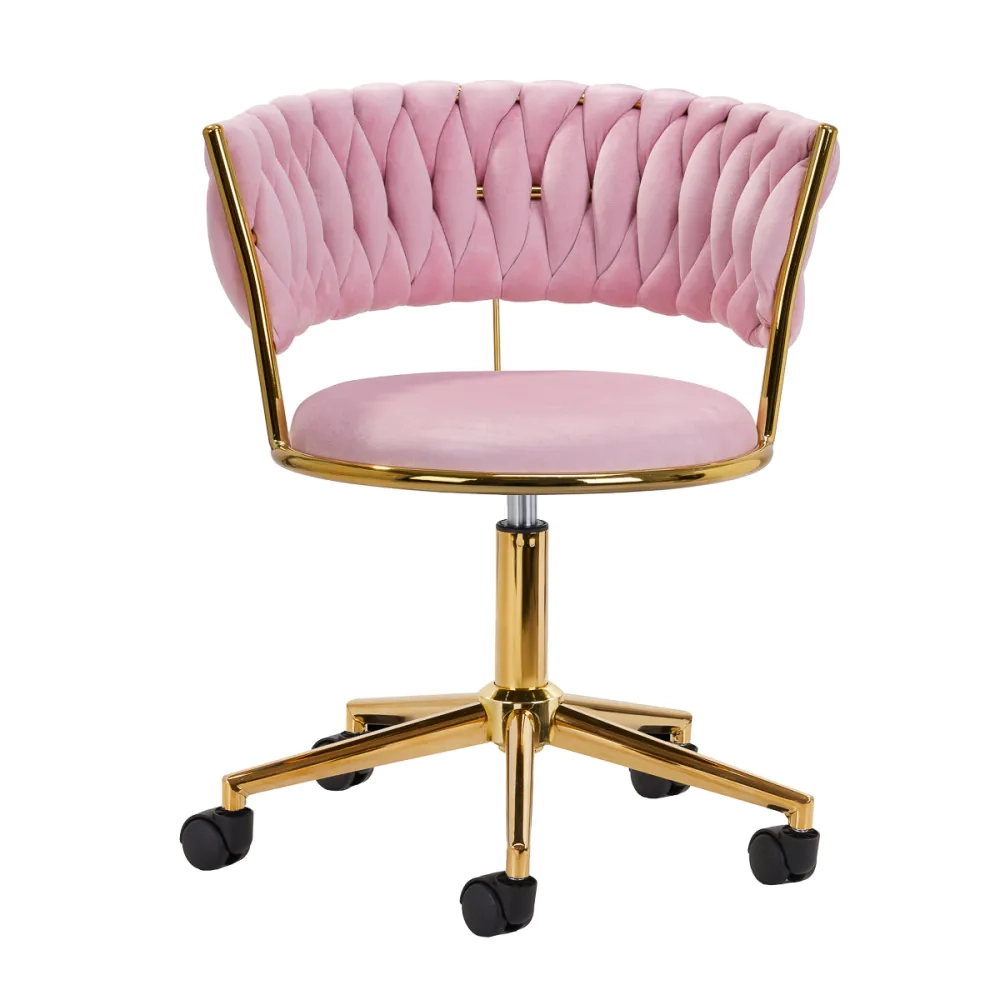 Poltroncina Girevole Glamour con Base Oro per Centro Estetico, Nail Salon e Reception - immagine 7