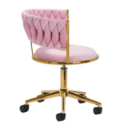 Poltroncina Girevole Glamour con Base Oro per Centro Estetico, Nail Salon e Reception - immagine 12