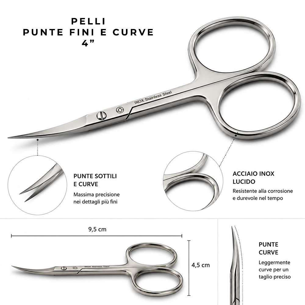 FORBICI PER PELLI LAMA CURVA SOTTILE TUTTOPERLESTETICA FORBICINE MANICURE PROFESSIONALI