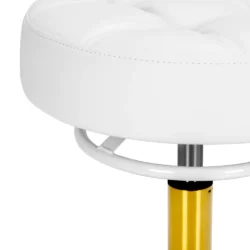 Sgabello per Estetista con Ruote Regolabile Bianco Oro o Nero Oro per pedicure H 50 cm - immagine 5