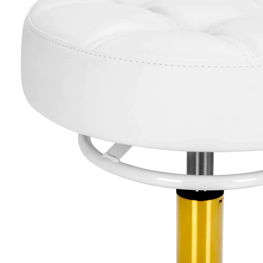 Sgabello per Estetista con Ruote Regolabile Bianco Oro o Nero Oro per pedicure H 50 cm - immagine 5
