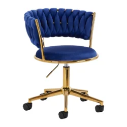 Poltroncina Girevole Glamour con Base Oro per Centro Estetico, Nail Salon e Reception - immagine 5