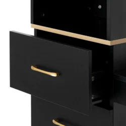 Totem Postazione da Parrucchiere con Cassetti Porta Accessori Nero e Oro - immagine 7