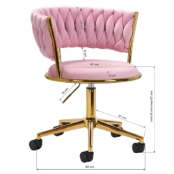 Poltroncina Girevole Glamour con Base Oro per Centro Estetico, Nail Salon e Reception - immagine 6