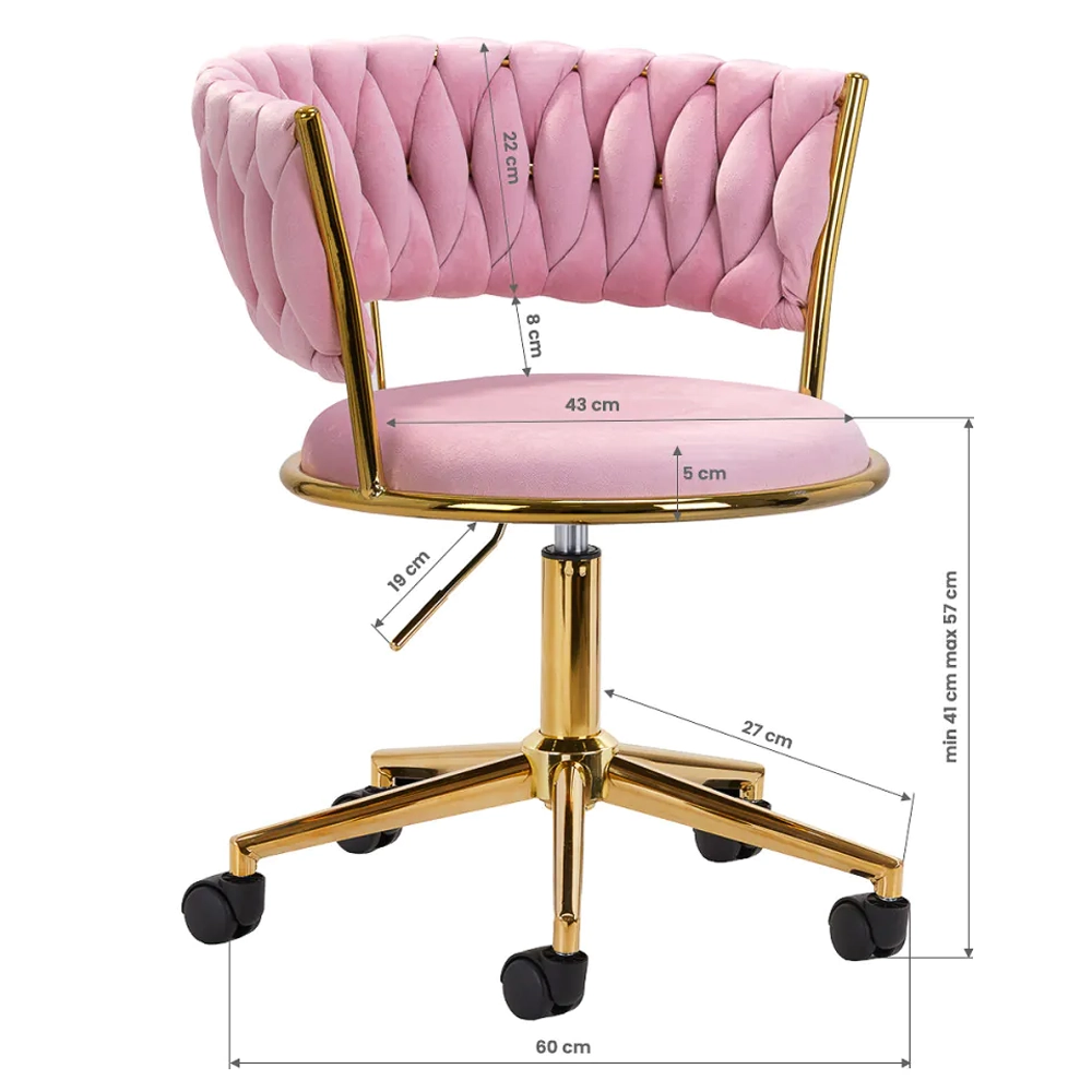 Poltroncina Girevole Glamour con Base Oro per Centro Estetico, Nail Salon e Reception - immagine 6
