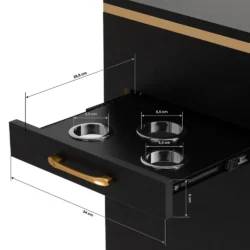 Mobile per Parrucchiere Nero e Oro con Cassetti e Porta Phon - immagine 6