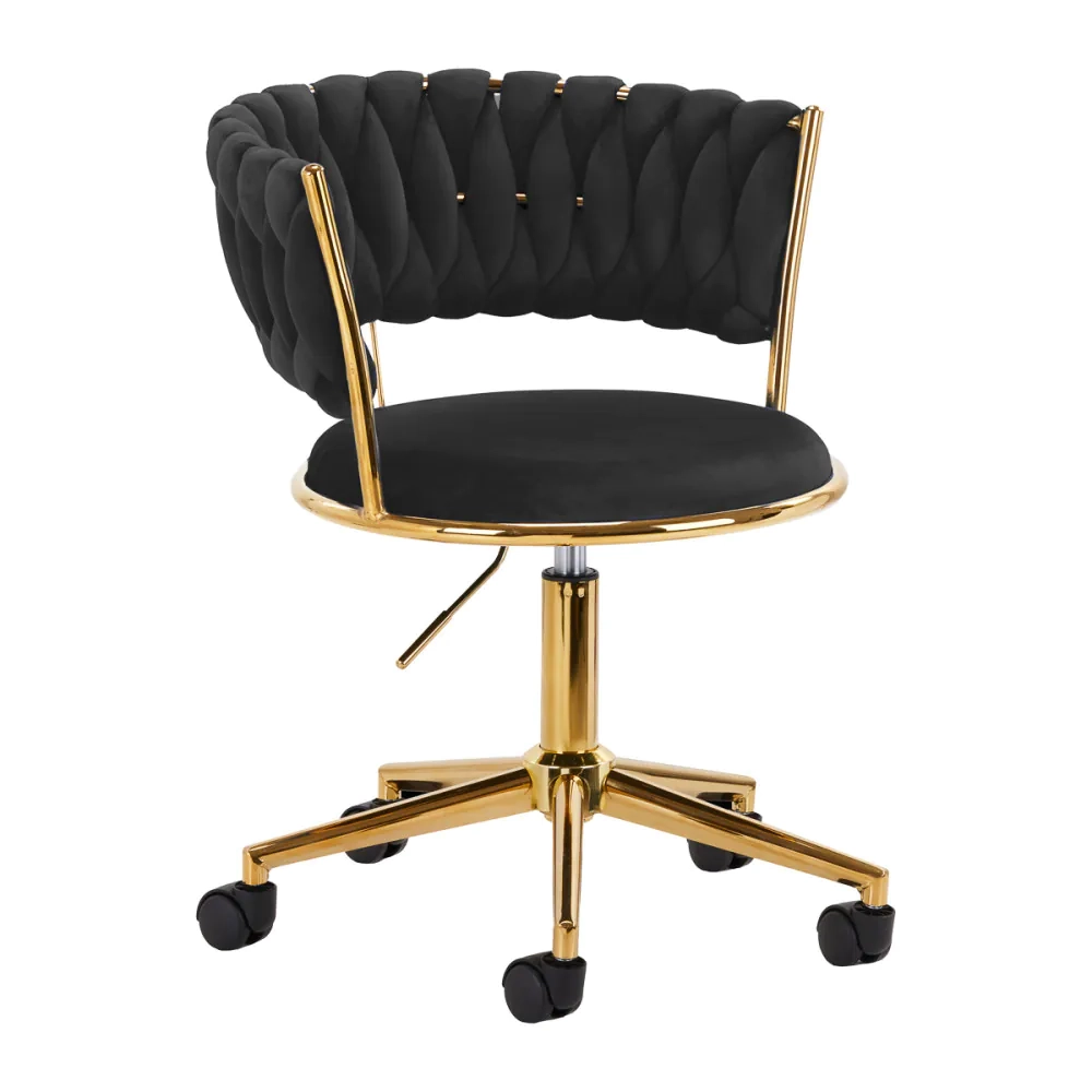 Poltroncina Girevole Glamour con Base Oro per Centro Estetico, Nail Salon e Reception - immagine 4