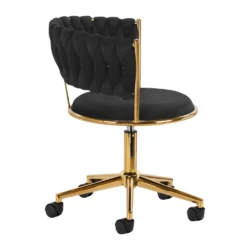 Poltroncina Girevole Glamour con Base Oro per Centro Estetico, Nail Salon e Reception - immagine 16