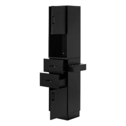 Totem Postazione da Parrucchiere con Cassetti Porta Accessori Nero e Oro - immagine 3