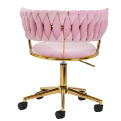 Poltroncina Girevole Glamour con Base Oro per Centro Estetico, Nail Salon e Reception - immagine 11