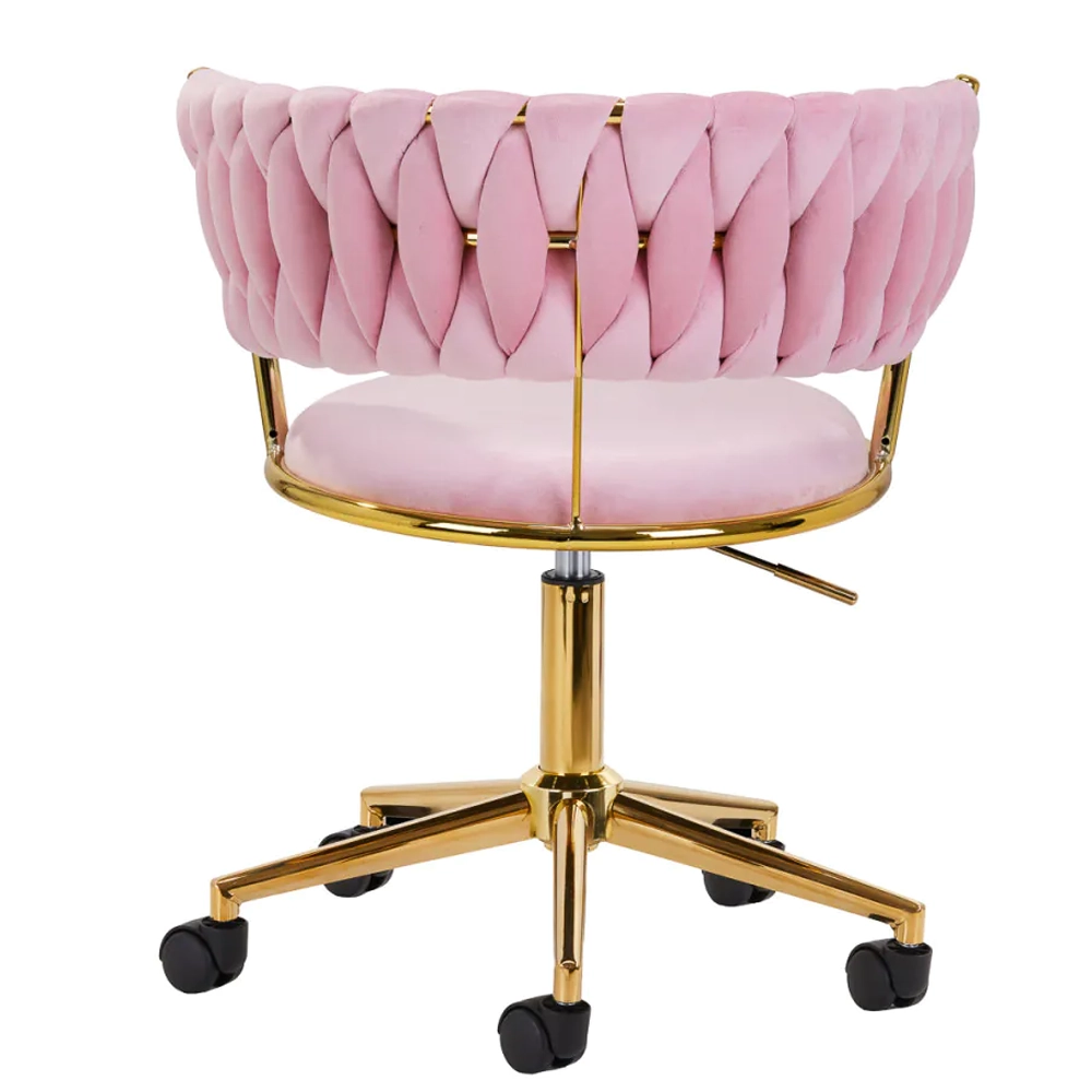 Poltroncina Girevole Glamour con Base Oro per Centro Estetico, Nail Salon e Reception - immagine 11