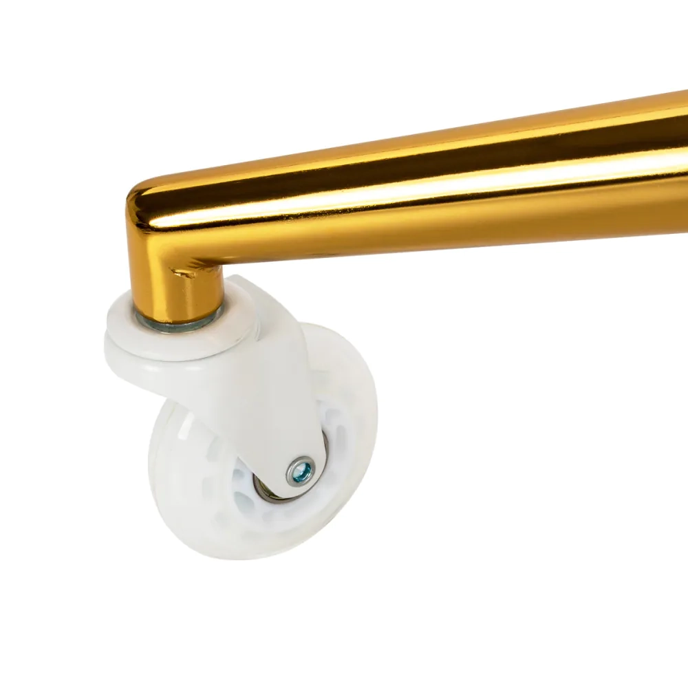 Sgabello per Estetista con Ruote Regolabile Bianco Oro o Nero Oro per pedicure H 50 cm - immagine 7
