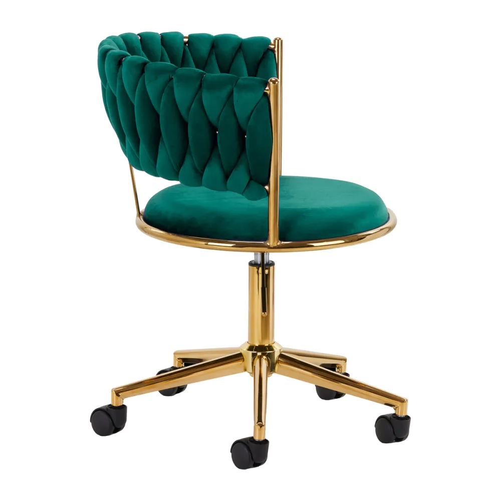 Poltroncina Girevole Glamour con Base Oro per Centro Estetico, Nail Salon e Reception - immagine 10