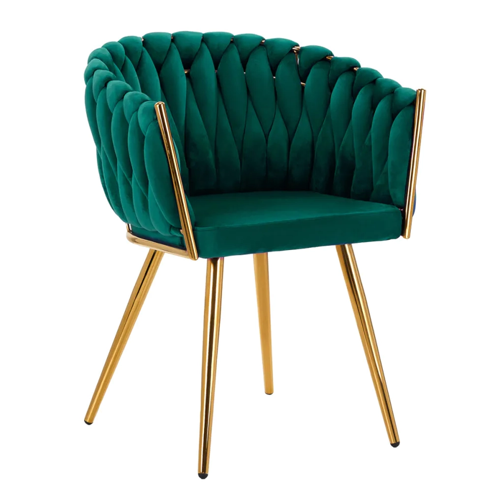 verde lux Poltroncina Girevole Glamour con Base Oro per Centro Estetico, Nail Salon e Reception