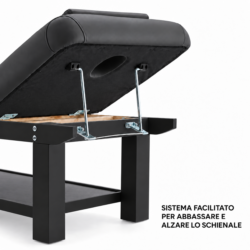 Lettino per massaggio in legno Professionale per Centri Estetici Grigio Nero Spa e Massaggi con ripiano - immagine 3