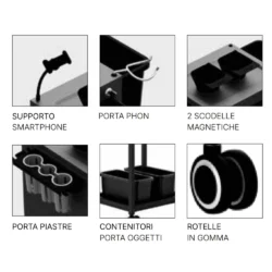 Carrello Professionale TECHNO METAL Nero in Metallo con 4 Cassetti e Accessori - immagine 6