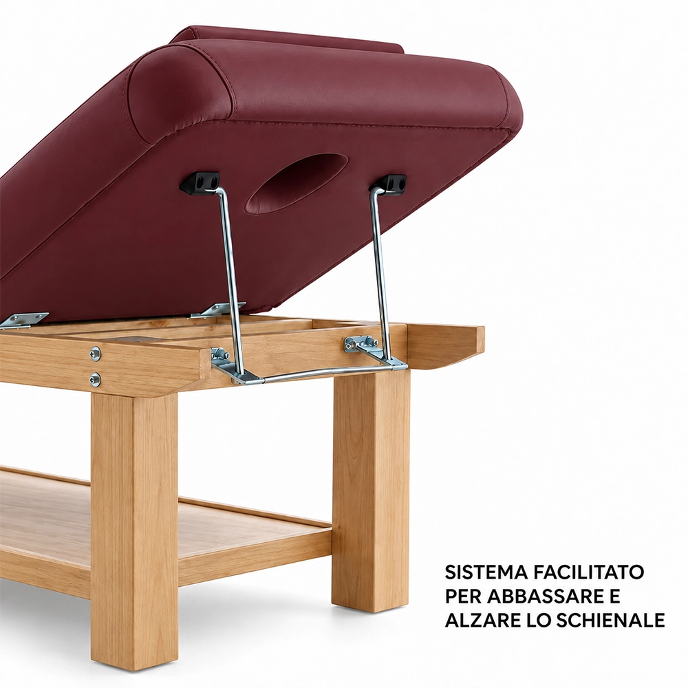 Lettino per massaggio in legno Professionale per Centri Estetici Bordeaux Spa e Massaggi con ripiano - immagine 4