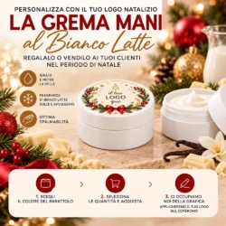 crema mani bianco latte con logo personalizzato bianca