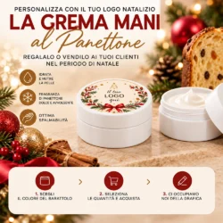 crema mani panettone personalizzata con il tuo logo barattolo bianco