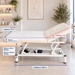 Lettino Elettrico Professionale 1 Motore per Centro Estetico, SPA e Massaggi Altezza 42-74 cm Bianco - immagine 4