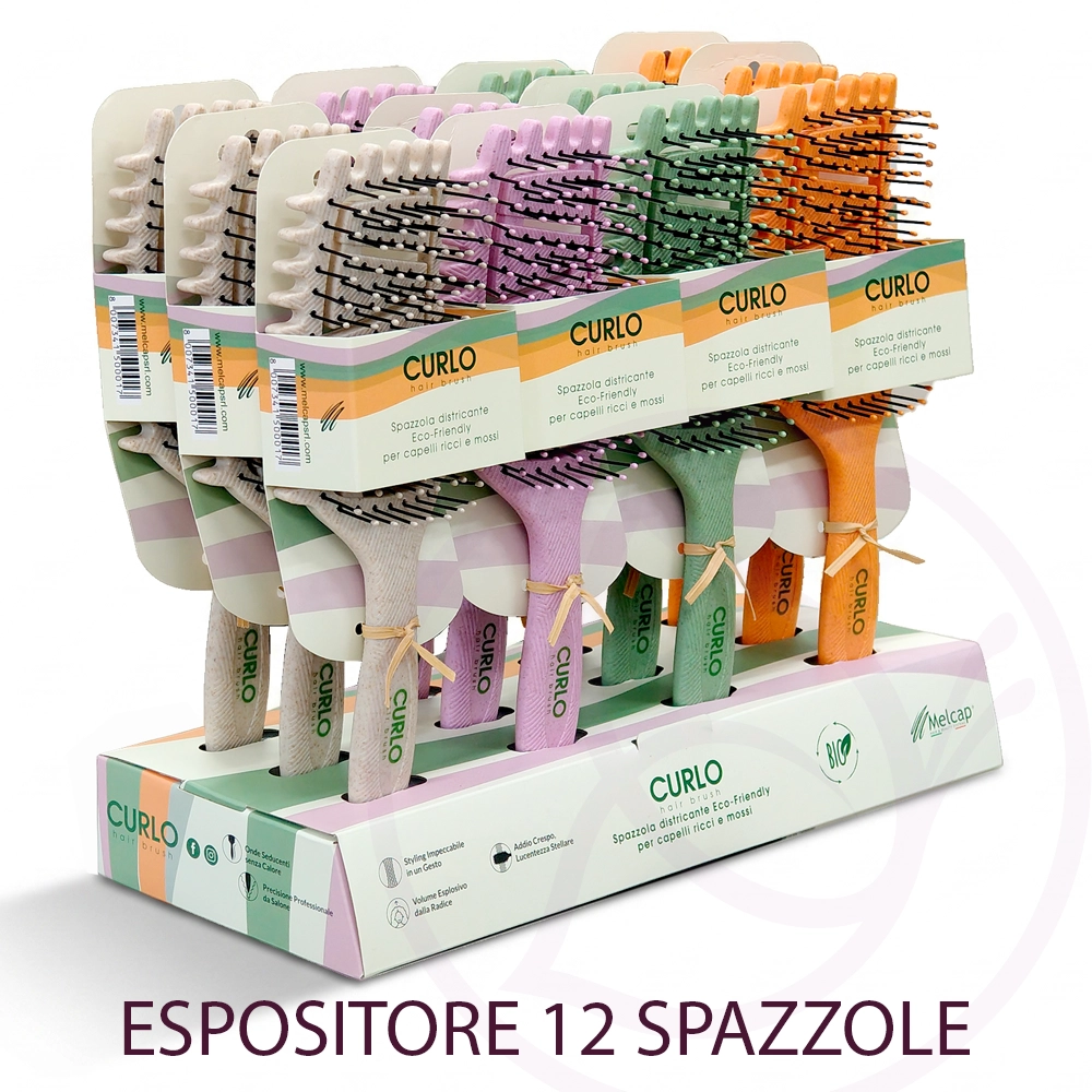 espositore da 12 spazzole curlo hair brush