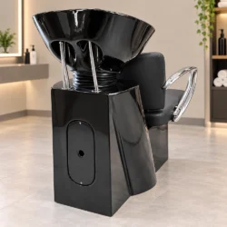 lavatesta per parrucchiere barbiere nero con vasca basculante