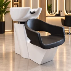 lavatesta per parrucchiere bianco poltrona nera vasca in ceramica basculante