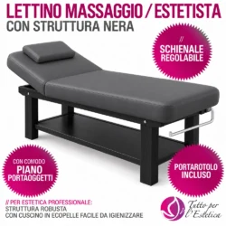 lettino da massaggio nero con ripiano