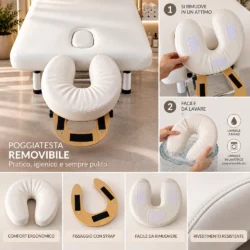 Lettino Elettrico Professionale 1 Motore per Centro Estetico, SPA e Massaggi Altezza 42-74 cm Bianco - immagine 6