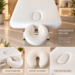 Lettino Elettrico Professionale 1 Motore per Centro Estetico, SPA e Massaggi Altezza 42-74 cm Bianco - immagine 5