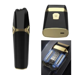 Rasoio per barba e capelli Elettrico 3 Lame 10.000 RPM Shaver Professionale ONYX GOLD MAN42 - immagine 4