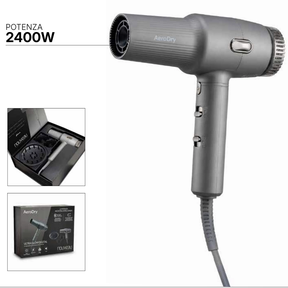 Phon Professionale Zephir NOUVEAU Aero Dry PH1140 2400W – Motore BLDC 110.000 RPM, 377 g, Controllo Temperatura NTC - immagine 4