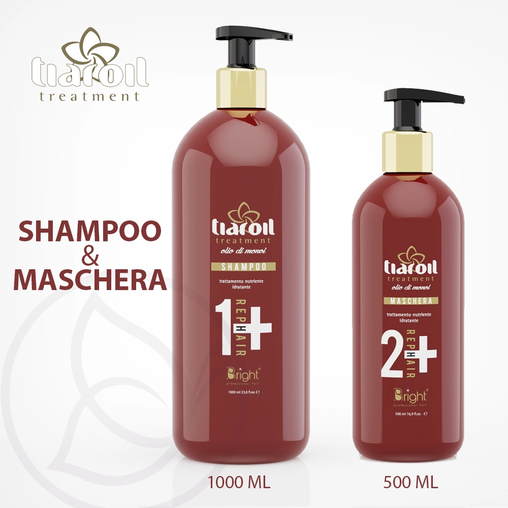 set shampoo e maschera tiaroil melcap italiano professionale per parrucchiere