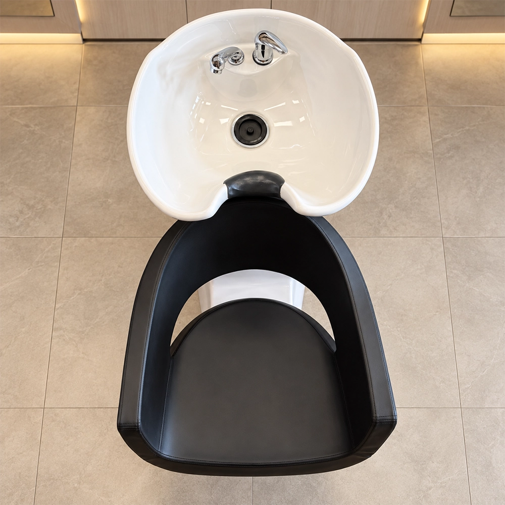 Lavatesta da Parrucchiere Bianco e Nero con Vasca in Ceramica Basculante - immagine 4