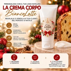 crema corpo biancolatte personalizzata con logo per natale