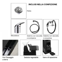 Lavatesta Parrucchiere Professionale Georgia con Seduta Regolabile Vasca in Ceramica Bianca o Nera - immagine 5