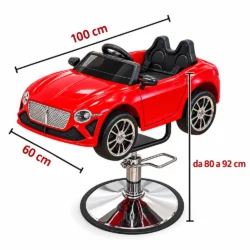 Poltrona Parrucchiere per Bambini a Forma di Macchinina Rossa con Pompa Idraulica, Volante e Musica - immagine 4