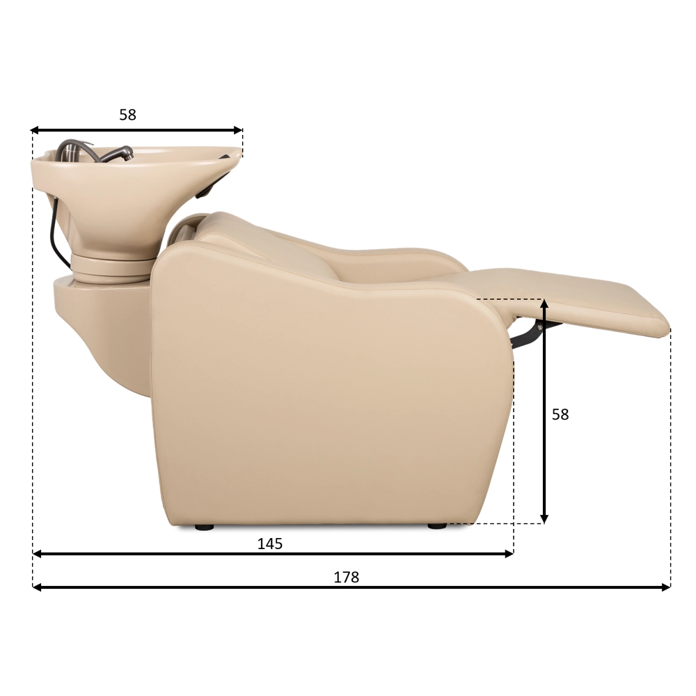 Lavatesta Professionale per parrucchiere Velaris colore Beige con Vasca Beige – 4 Versioni Disponibili - immagine 5